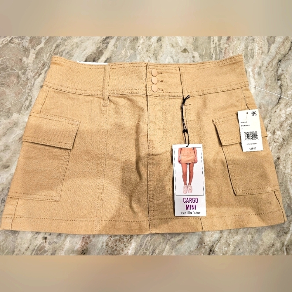 Vanilla Star Khaki Cargo Mini Skirt Women’s Size 7 W28 NWT